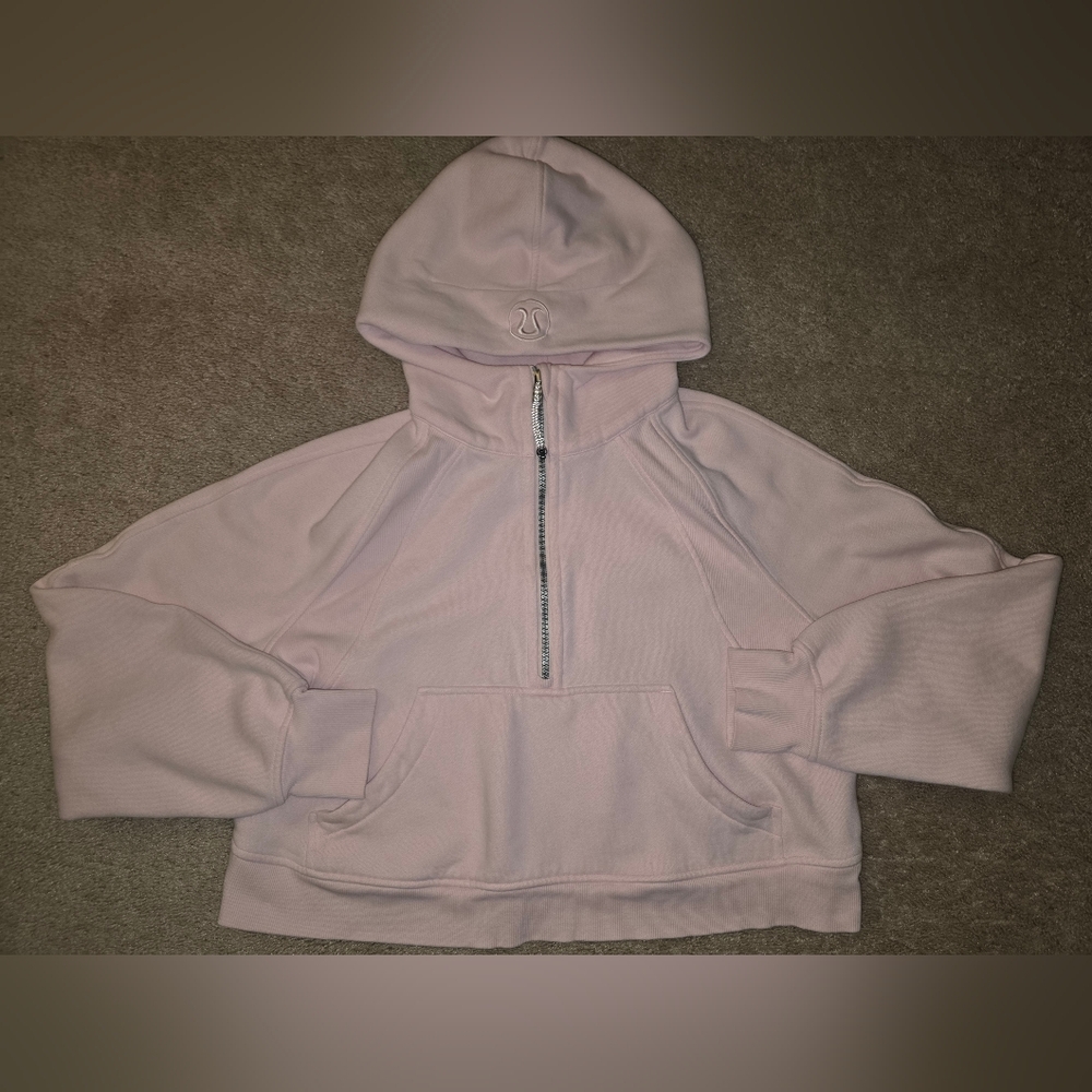 Lululemon Scuba Half Zip Cropped Scuba Hoodie Size M/L Strawberry Milkshake